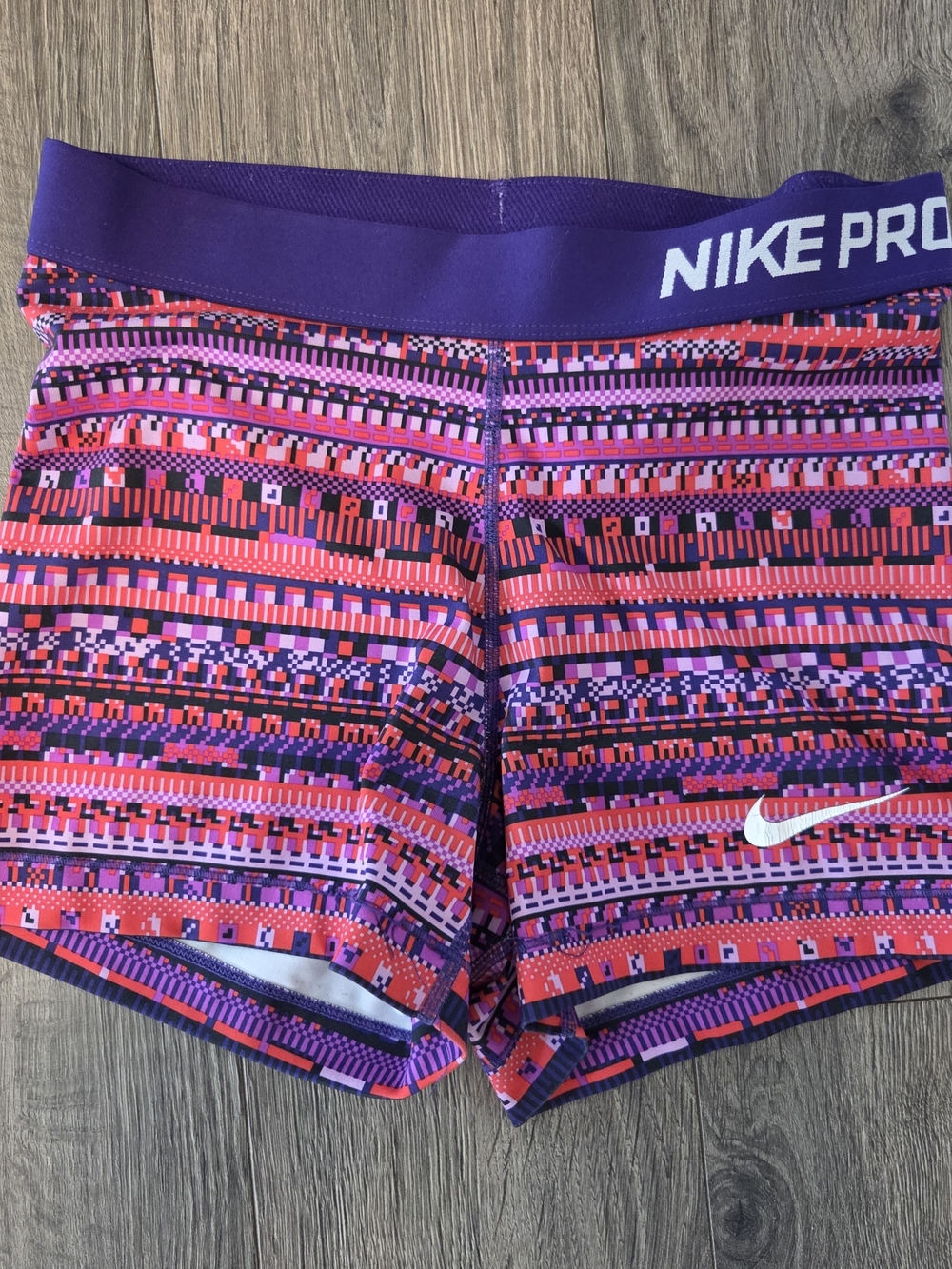 Nike Pro Women's Purple & Pink Patterned Bike Shorts